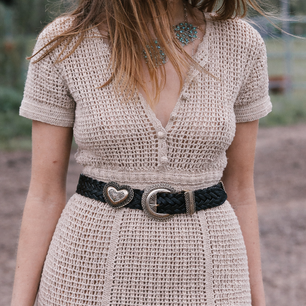 Brighton Heart Concho Woven Leather Belt – small