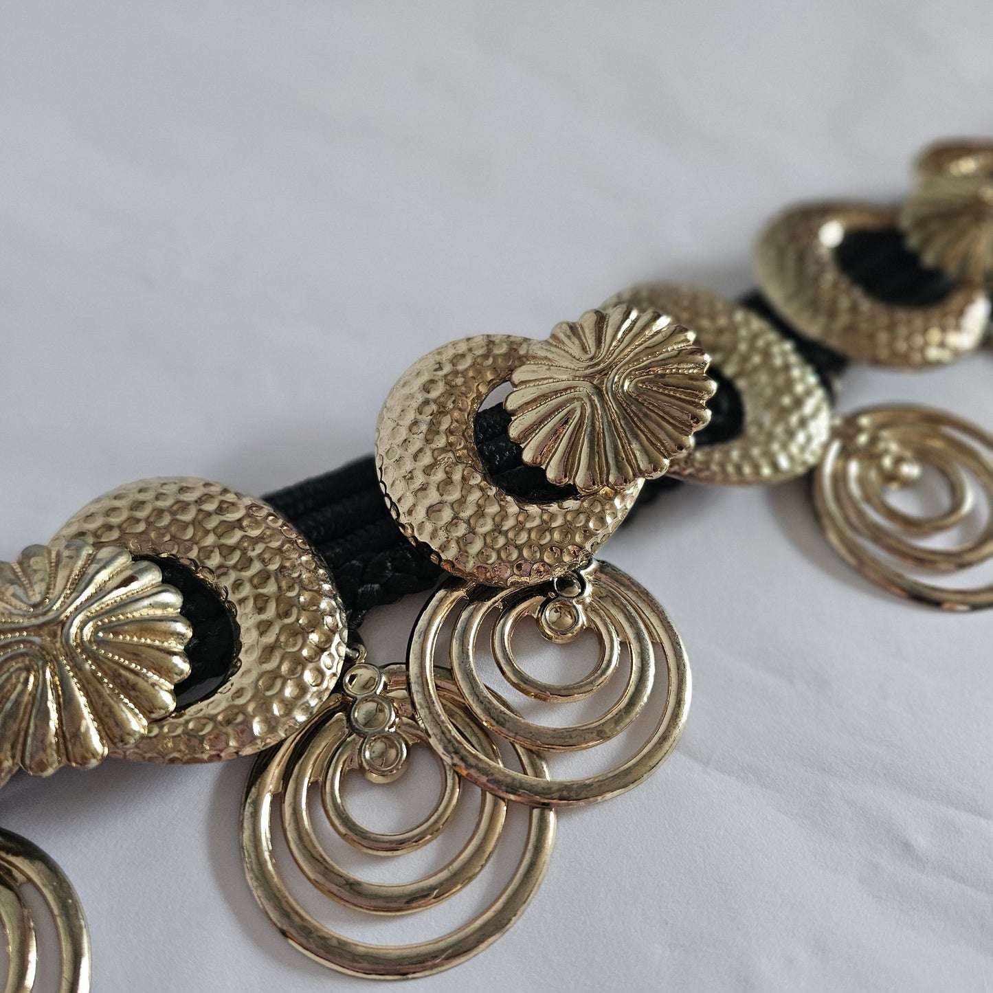 Vintage 80s Gold Disc Statement Belt L